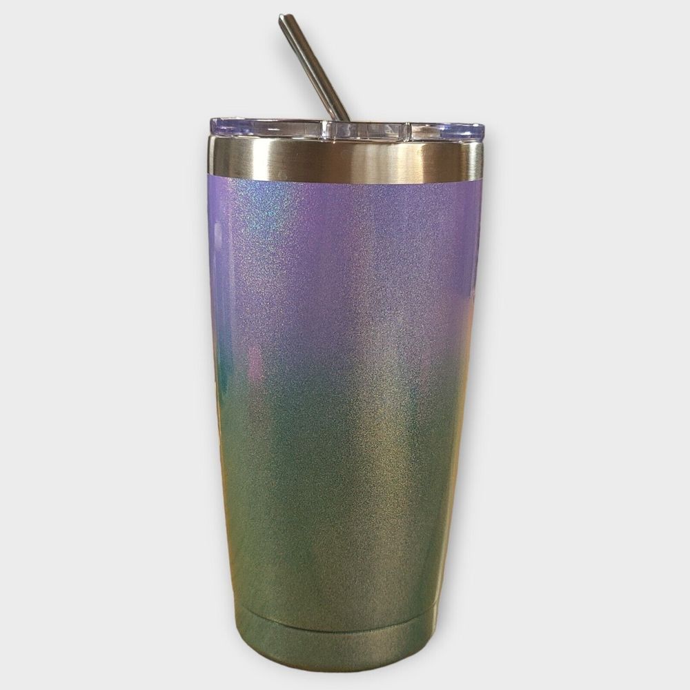 "Boss Lady" 16oz Tumbler with Metal Straw Green/Purple - Picture 2 of 6